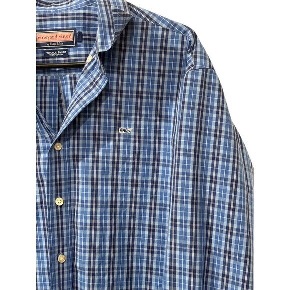 Vineyard Vines Mens Blue Plaid Whale Shirt Slim Fit Long Sleeve Size M 100% Cott - Picture 2 of 5